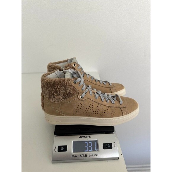 P448 Taylor Biscotti Sneaker In Ivory Ore Mid Top Fur Trim Women's EU 39 US 8.5 - Picture 11 of 14